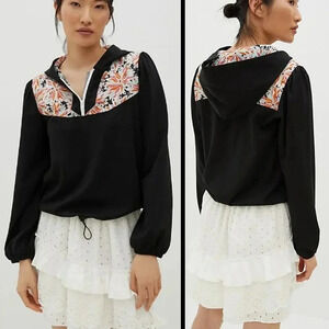 NWT: Maeve Contrast Quarter-Zip (hooded) Pullover